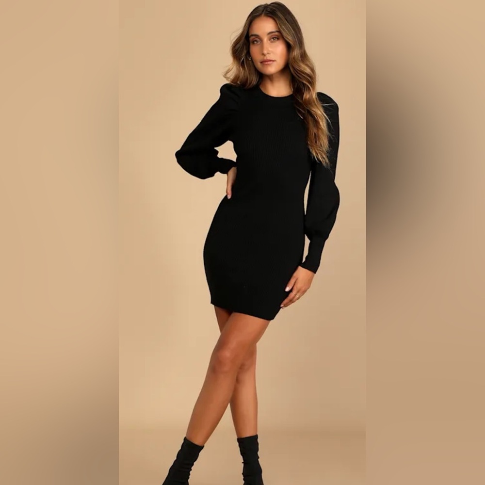 Lulu's Black Long Sleeve Dress